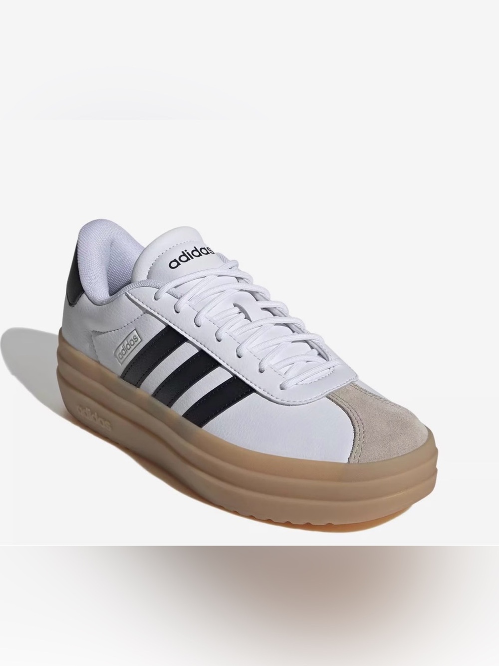 Adidas VL court Bold platform sneakers. White with classic black stripes.